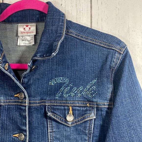 Disney Store Tinker Bell Denim Jacket Womens Size L Embroidered Fairycore Y2K - Picture 5 of 13